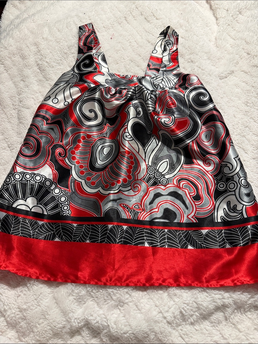 Studio 1940 Black, Red & White Satin Printed Tank